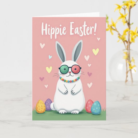 Whimsical Bunny Holiday Card カード (黄色い花)