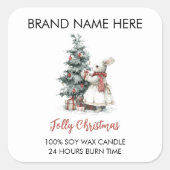 Whimsical Bunny Jolly Christmas Candle Labels スクエアシール (正面)