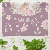 Whimsical Bunny Teapot Floral Spring キッチンタオル (折り畳み)
