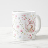 Whimsical Bunny Teapot Floral Spring  ジャンボコーヒーマグカップ (正面右)