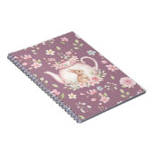 Whimsical Bunny Teapot Floral Spring Notebook ノートブック (右側)