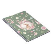 Whimsical Bunny Teapot Floral Spring Notebook ノートブック (右側)