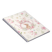 Whimsical Bunny Teapot Floral Spring Notebook ノートブック (右側)