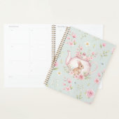 Whimsical Bunny Teapot Floral Spring Notebook プランナー手帳 (ディスプレー)
