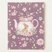 Whimsical Bunny Teapot Floral Spring Notebook プランナー手帳 (裏面)