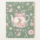 Whimsical Bunny Teapot Floral Spring Notebook プランナー手帳 (裏面)