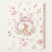 Whimsical Bunny Teapot Floral Spring Notebook プランナー手帳 (裏面)