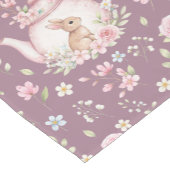 Whimsical Bunny Teapot Spring Floral Pattern ショートテーブルランナー (コーナー)