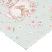 Whimsical Bunny Teapot Spring Floral Pattern ショートテーブルランナー (コーナー)