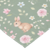 Whimsical Bunny Teapot Spring Floral Pattern テーブルクロス (アングル)