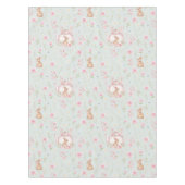 Whimsical Bunny Teapot Spring Floral Pattern テーブルクロス (正面)