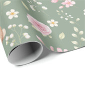 Whimsical Bunny Teapot Spring Floral Pattern ラッピングペーパー (ロールコーナー)