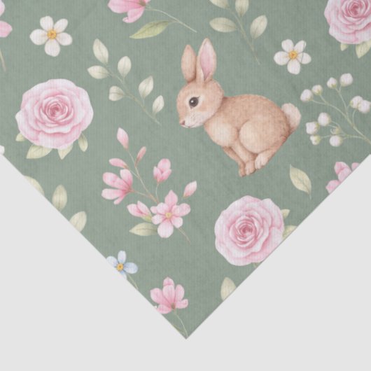 Whimsical Bunny Teapot Spring Floral Pattern 薄葉紙 (詳細)