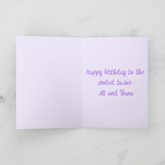  Whimsical Bunny Twins Birthday Greeting Card カード (内部)