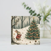 Whimsical Bunny with Christmas Tree in Forest Flat シーズンカード (スタンド正面)