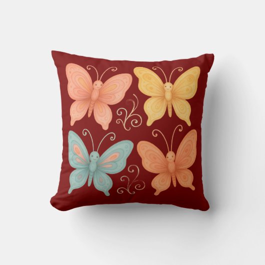 Whimsical Butterflies クッション (正面)