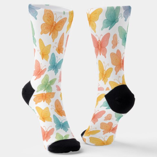 "Whimsical Butterflies" Crew Socks ソックス (傾斜あり)