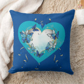 Whimsical Butterflies Heart Pillow クッション (ブランケット)