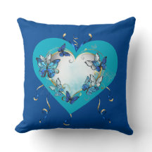 Whimsical Butterflies Heart Pillow