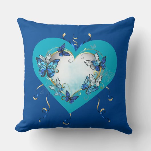 Whimsical Butterflies Heart Pillow クッション (正面)