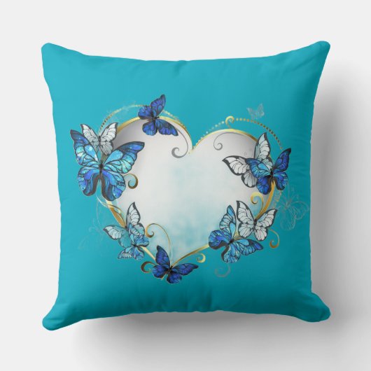 Whimsical Butterflies Heart Pillow クッション (裏面)