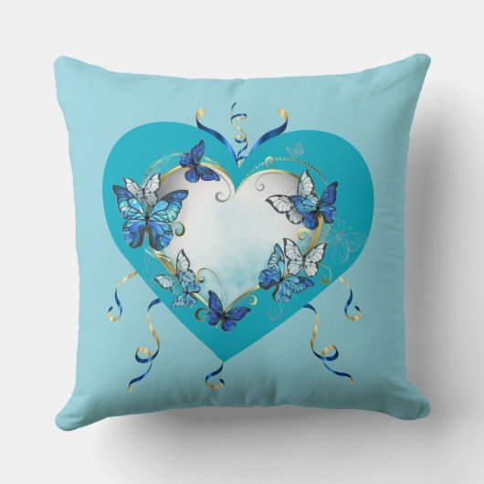 Whimsical Butterflies Heart Pillow クッション (裏面)