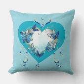 Whimsical Butterflies Heart Pillow クッション (正面)