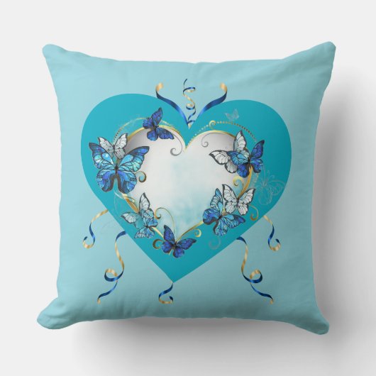Whimsical Butterflies Heart Pillow クッション (正面)