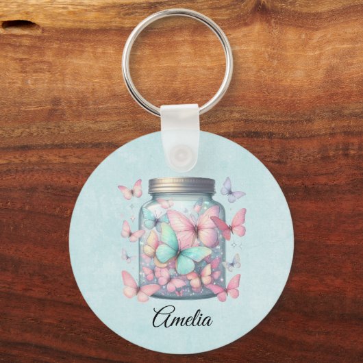 Whimsical Butterflies in a Jar キーホルダー (裏面)