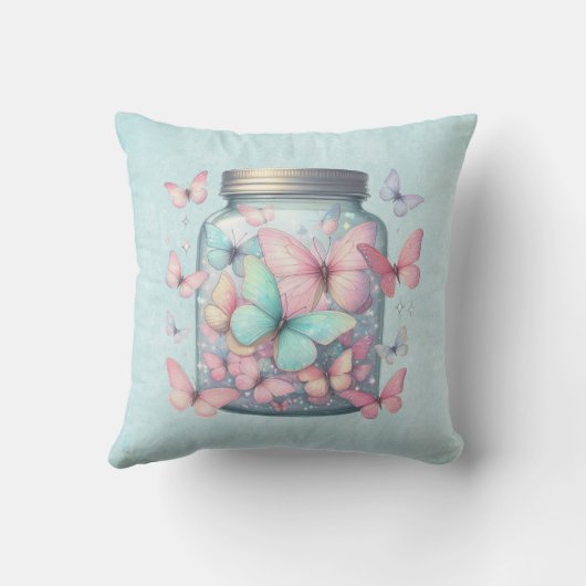 Whimsical Butterflies in a Jar クッション (裏面)