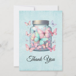 Whimsical Butterflies in a Jar サンキューカード