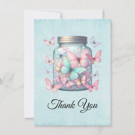 Whimsical Butterflies in a Jar サンキューカード (正面)