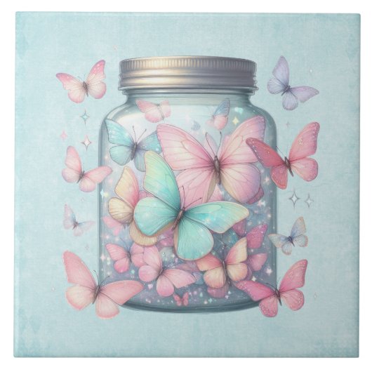  Whimsical Butterflies in a Jar タイル (正面)