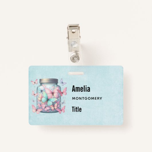 Whimsical Butterflies in a Jar バッジ (裏面クリップ)