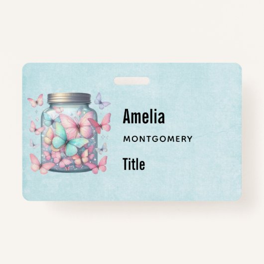 Whimsical Butterflies in a Jar バッジ (裏面)