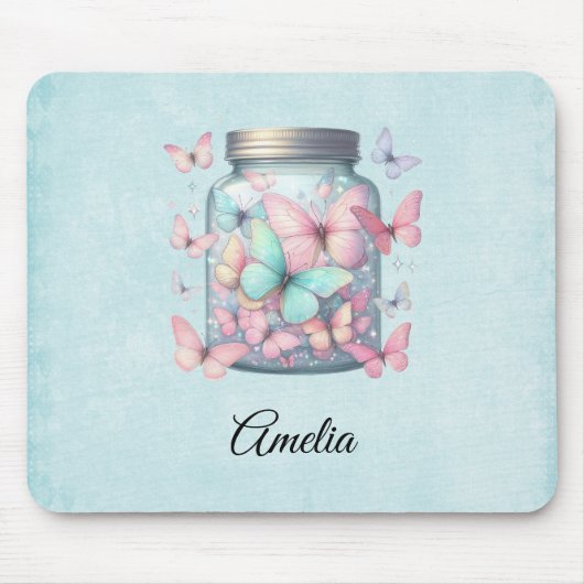 Whimsical Butterflies in a Jar マウスパッド (正面)