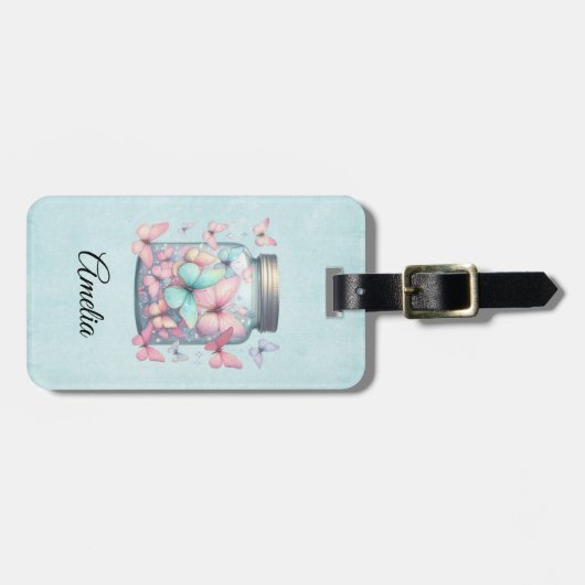 Whimsical Butterflies in a Jar ラゲッジタグ (正面横)