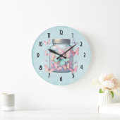 Whimsical Butterflies in a Jar ラージ壁時計 (ホーム)