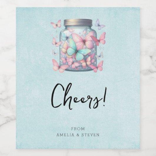 Whimsical Butterflies in a Jar ワインラベル (シングルラベル)