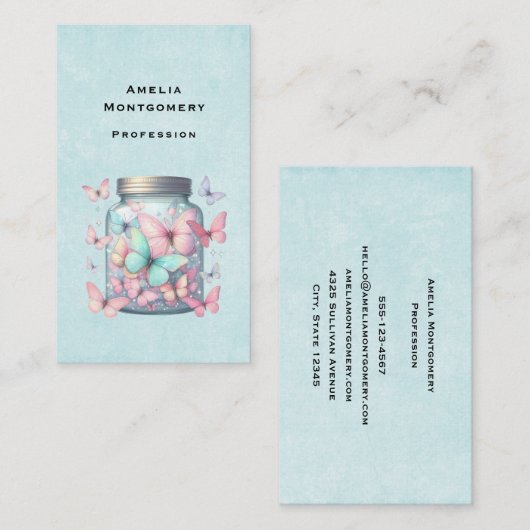 Whimsical Butterflies in a Jar 名刺 (正面/裏面)