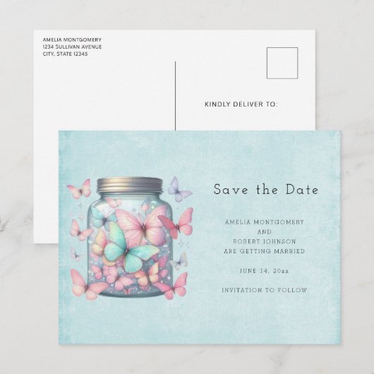 Whimsical Butterflies in a Jar 案内ポストカード (正面/裏面)