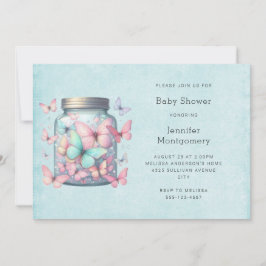 Whimsical Butterflies in a Jar Baby Shower 招待状
