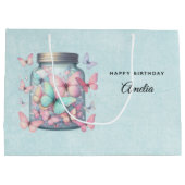 Whimsical Butterflies in a Jar Birthday ラージペーパーバッグ (裏面)
