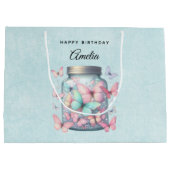 Whimsical Butterflies in a Jar Birthday ラージペーパーバッグ (裏面)