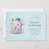 Whimsical Butterflies in a Jar Birthday 招待状 (正面)