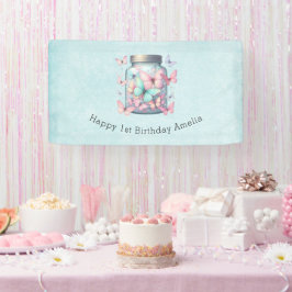 Whimsical Butterflies in a Jar Birthday 横断幕