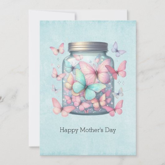 Whimsical Butterflies in a Jar Mother's Day シーズンカード (正面)