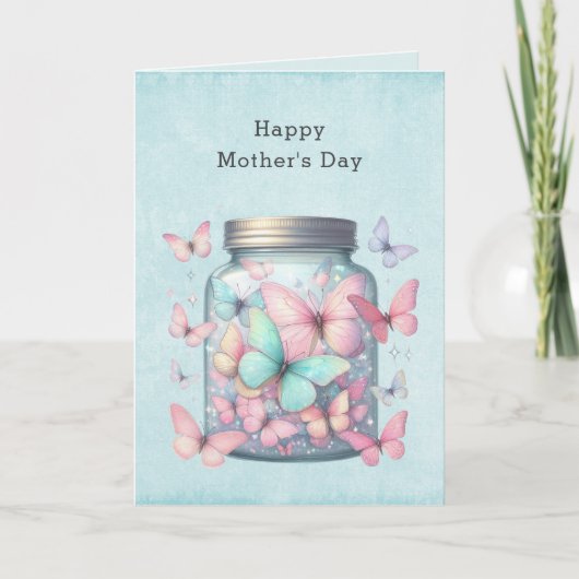 Whimsical Butterflies in a Jar Mother's Day シーズンカード (正面)