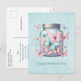 Whimsical Butterflies in a Jar Mother's Day シーズンポストカード