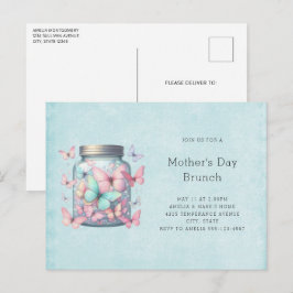 Whimsical Butterflies in a Jar Mother's Day Brunch インビテーションポストカード
